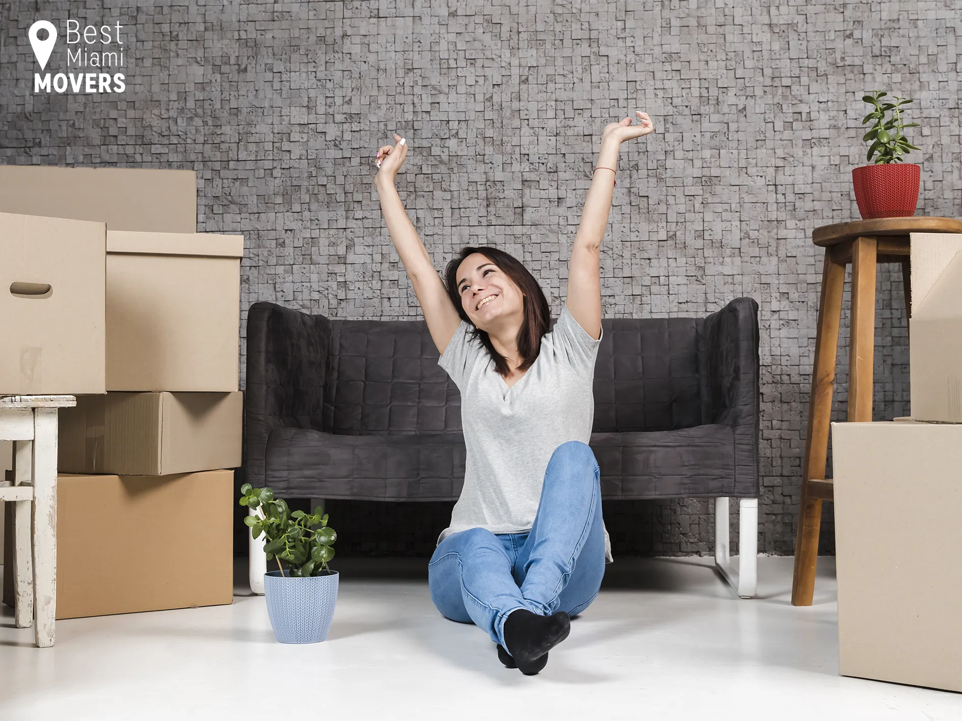 Best Miami Movers Happy Customer Packed Boxes and Ready to Move