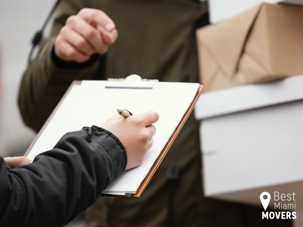 Best Miami Movers Customer and Team Member Checking Boxes