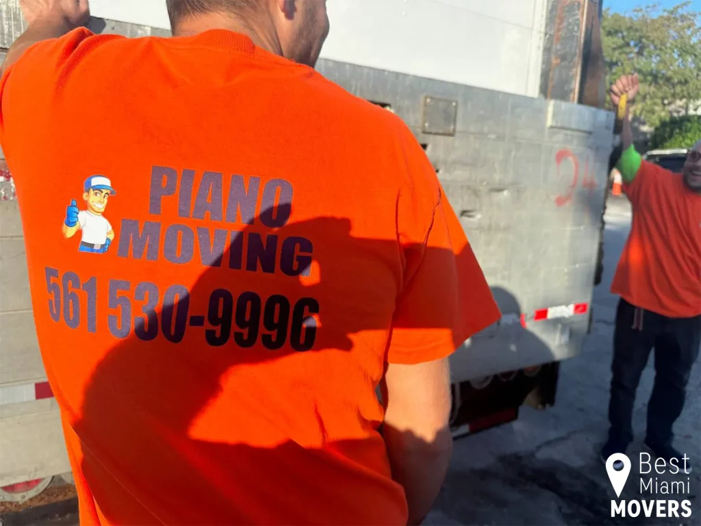 Piano Moving Team Member Prepared Truck for Relocation