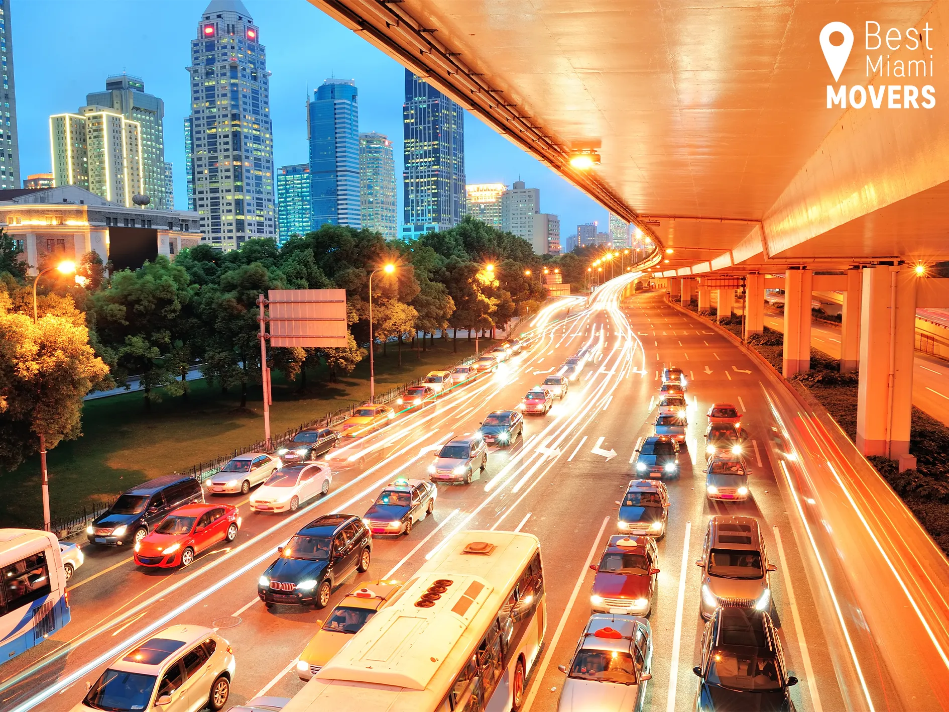Spring Traffic Patterns DownTown Night Streets Cars Bridge
