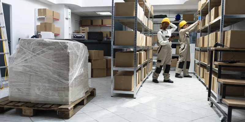 September Climate-Control Storage Service Team Members Prepare Place for Customer Boxes